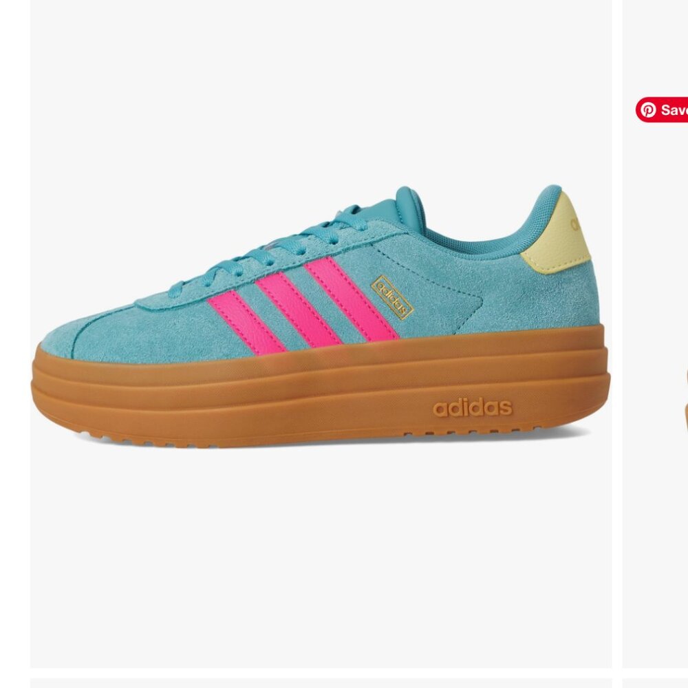 NEW Adidas VL Court Bold Shoes Powder Teal/Shock Pink 5 youth or 6.5 women's
